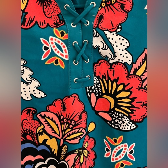 Floral Boho Lace-Up Tank Top spring summer - Picture 5 of 7